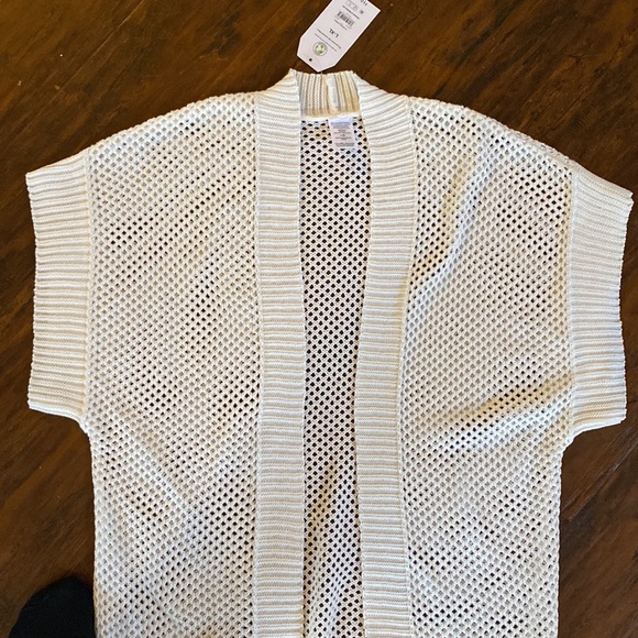 NWT Time and Tru White Women's Crochet Layering Duster Size L-XL - Picture 3 of 12